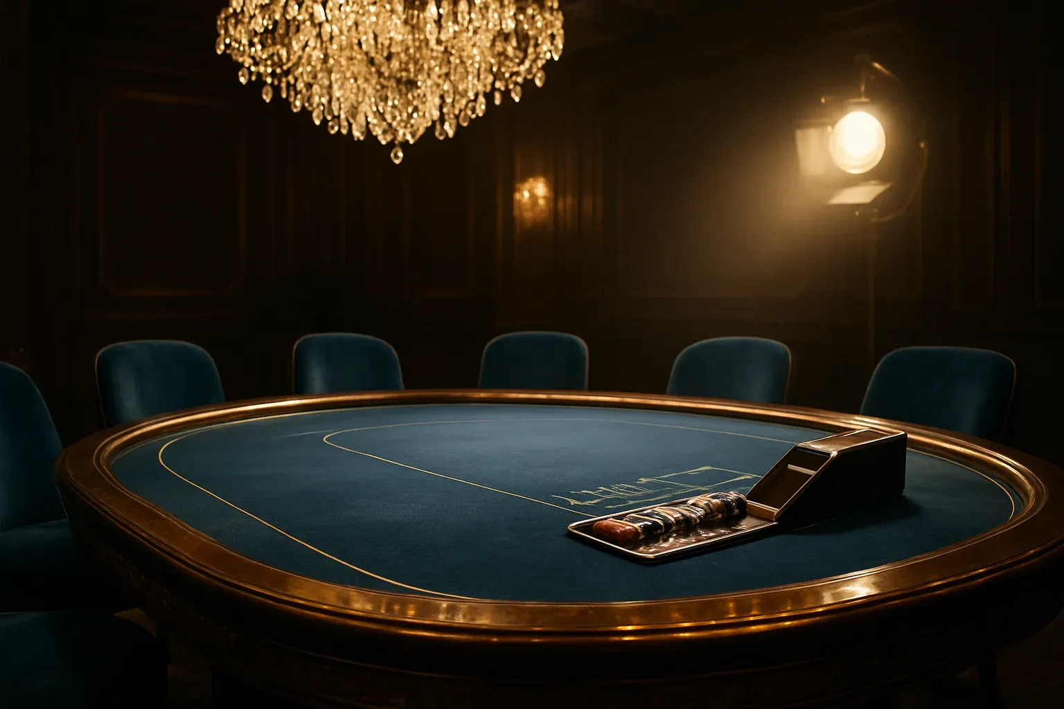 Hyperrealistic wide shot of premium live baccarat studio in the Philippines